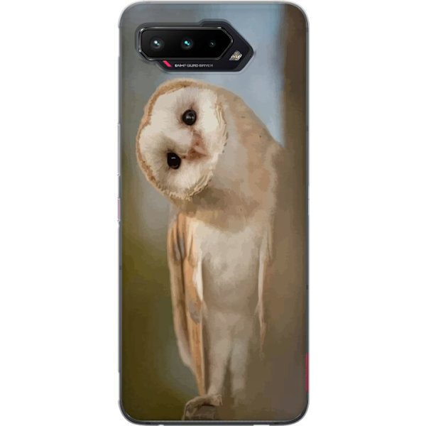 Asus ROG Phone 5 Genomskinligt Skal Uggla Nyfiken Blick Fågelmotiv Skog Natur Grafiskt Design Populärt Motiv Djur Tema Dekoration