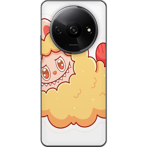 Xiaomi Redmi A3 Genomskinligt Skal Labubu Tvättbjörn Pop Mart Figur Samlarobjekt Söt Design Populärt Motiv Art Toy Kreativ Figurserie