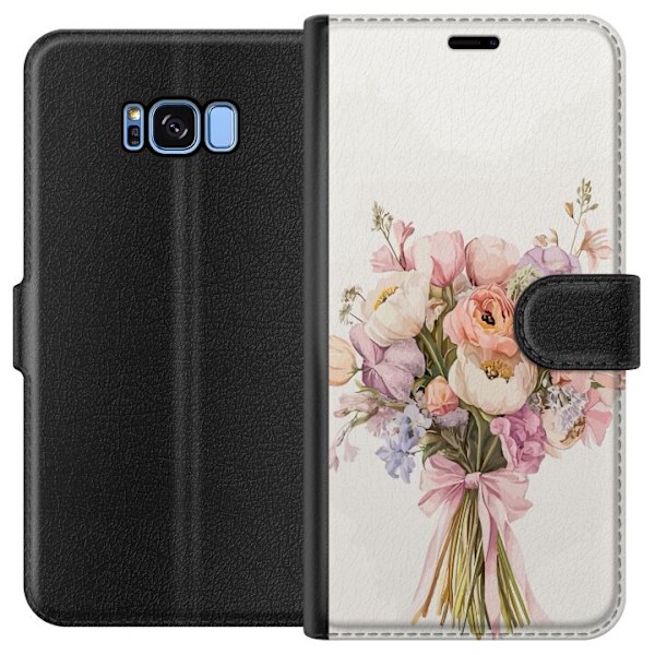 Samsung Galaxy S8 Plånboksfodral Mobilskal med färgglad blombukett i romantisk stil