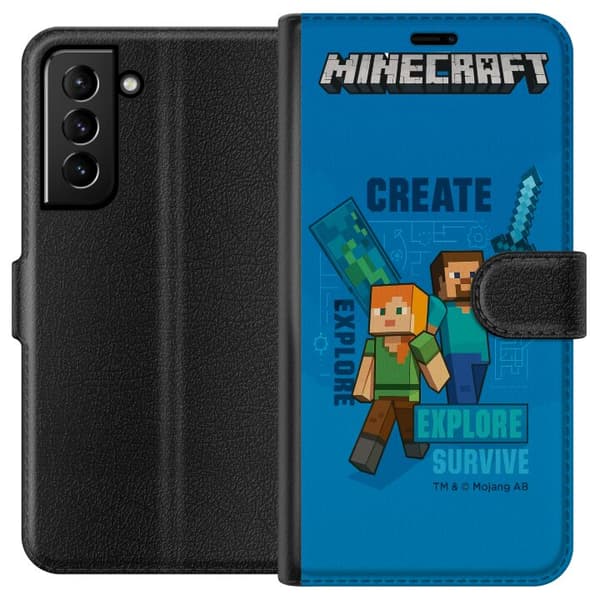 Kompatibelt Plånboksfodral till Samsung Galaxy S21+ 5G Minecraft Caves