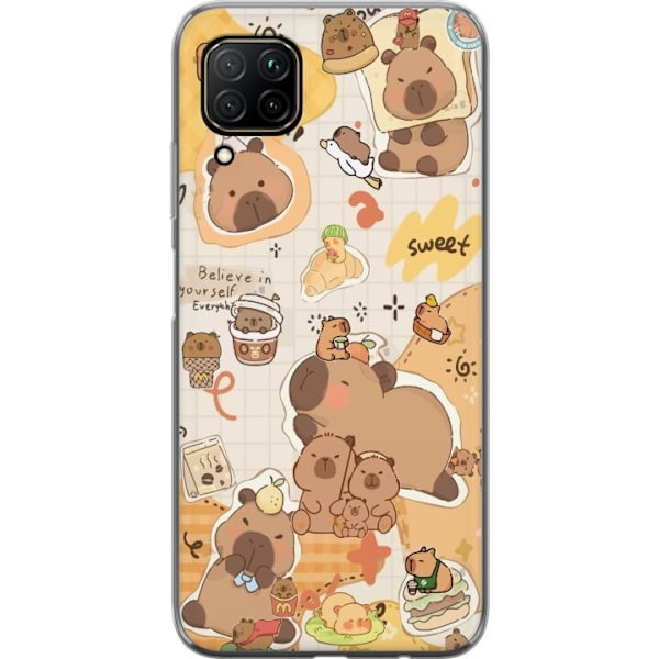Huawei P40 lite Genomskinligt Skal Kawaii capybara mobilskal med gulliga djurmotiv