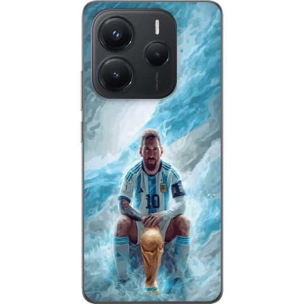Kompatibelt Mobildeksel til Xiaomi Redmi Note 14 5G Lionel Messi Världsmästare blå