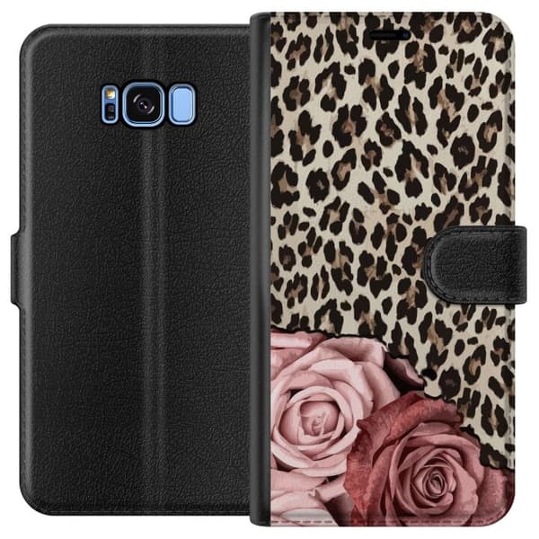 Kompatibelt Plånboksfodral till Samsung Galaxy S8 Leopardrosor