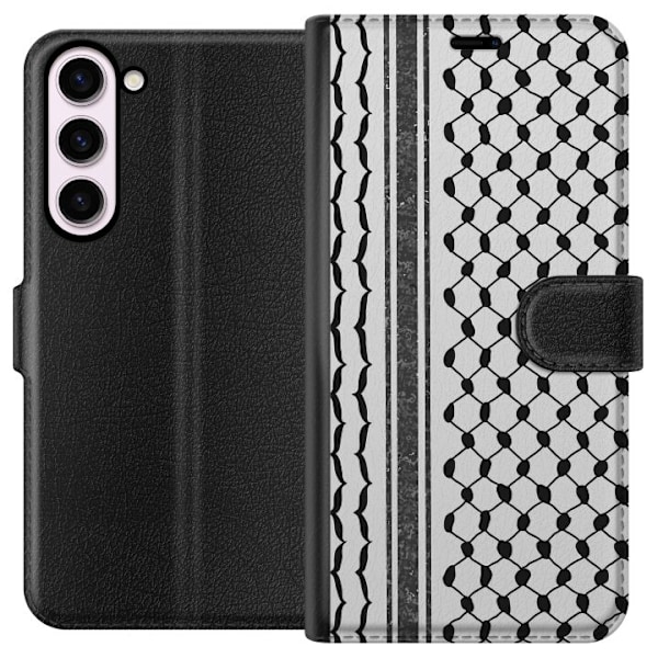 Samsung Galaxy S23+ Lompakkokotelo Palestiinalainen kuvio - perinteiseen tyyliin inspiroima keffiyeh-kangas