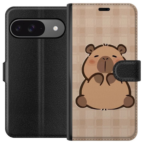 Google Pixel 9 Pro Lompakkokotelo Mobilskal kawaii capybara flera figurer japansk stil