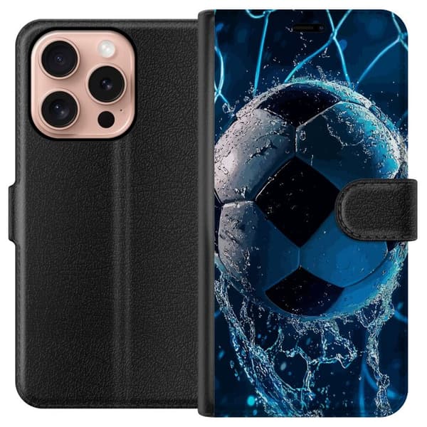 Kompatibelt Lommeboketui til Apple iPhone 16 Pro Nærbilde av ball med blått vannsprut og dynamisk bakgrunn blå