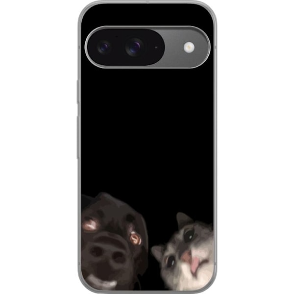 Google Pixel 9 Pro Gennemsigtig cover hund og kat