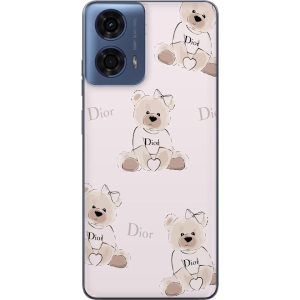 Motorola Moto G04 Läpinäkyvä kuori Teddy Dior Vibes - ylellinen nalle muotityyliin