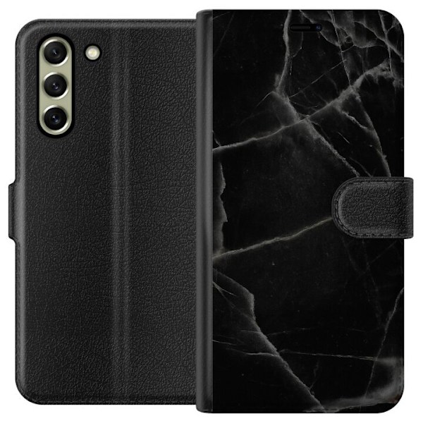 Samsung Galaxy S21 FE 5G Tegnebogsetui Sort marmor