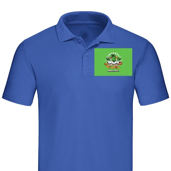Poloshirt til Voksen | Elegant Poloshirt Minecraft Boom Blå Stor