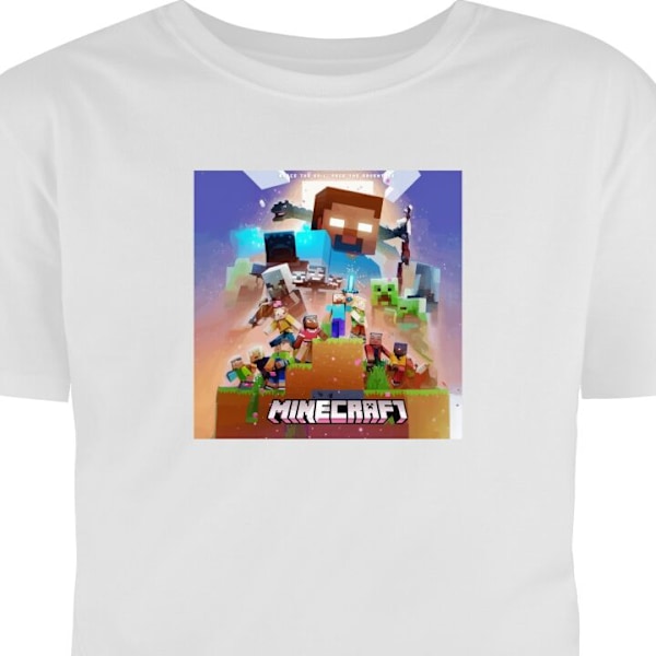 Barn-T-shirt | Bekväm T-shirt för Barn Minecraft vit 3-4 År
