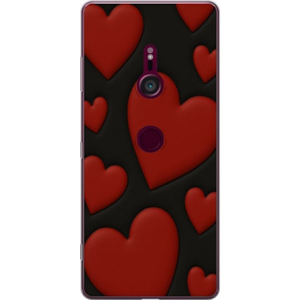 Sony Xperia XZ3 Gennemsigtig cover Rød Fløjlshjerter