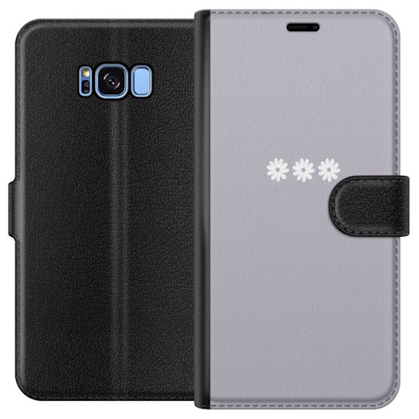 Samsung Galaxy S8 Plånboksfodral Lila Blomminimalism – stilrent blommotiv på lila bakgrund