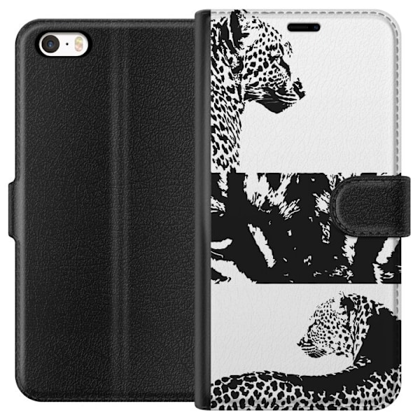 Apple iPhone 5 Tegnebogsetui Leopard Faces