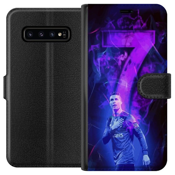 Samsung Galaxy S10 Tegnebogsetui Ronaldo 7 - Fodboldlegende i