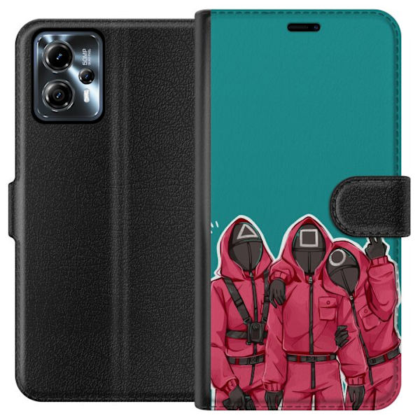Motorola Moto G13 Lompakkokotelo Squid Game Hahmot Graafinen Suunnittelu Sarjakuvasarjan Hahmot Suosittu TV-Teema Aasialainen Tyyli Jännittävä Tren