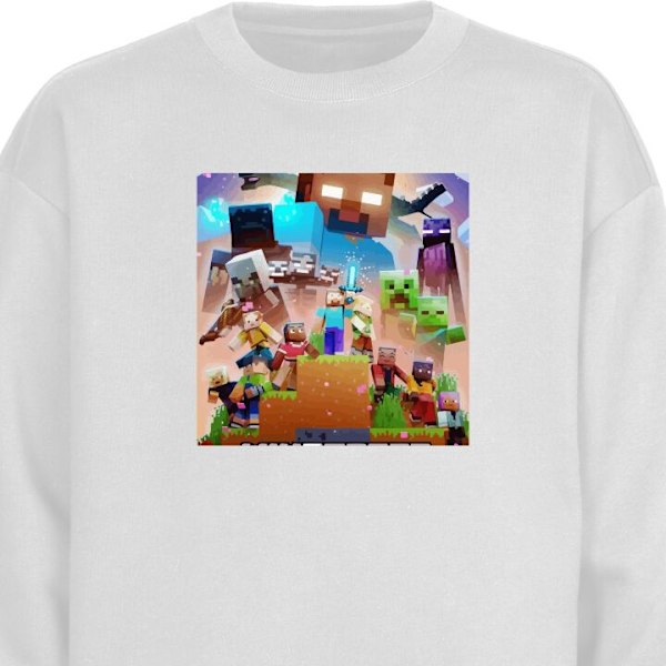 Sweatshirt för Vuxen | Klassisk Collegetröja Minecraft vit S