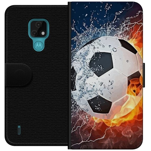 Motorola Moto E7 Tegnebogsetui Fodbold Ild