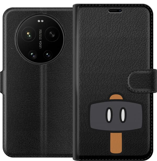 Kompatibel Tegnebogsetui til Xiaomi 17 Ultra Sort spillehammer - Sort motiv med sort hammer. sort