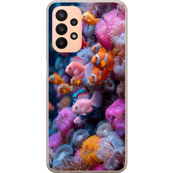 Yhteensopiva Puhelinkuori Samsung Galaxy A23 Kalat Koralli Meri Valtameri Veden alla
