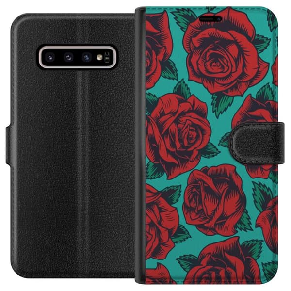 Kompatibelt Lommeboketui til Samsung Galaxy S10+ Roser