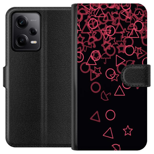 Xiaomi Redmi Note 12 Pro Tegnebogsetui Squid Game Ikoner Serie Design Populært TV Spil Ikoner Grafisk Motiv Asiatisk Trend Dramaserie