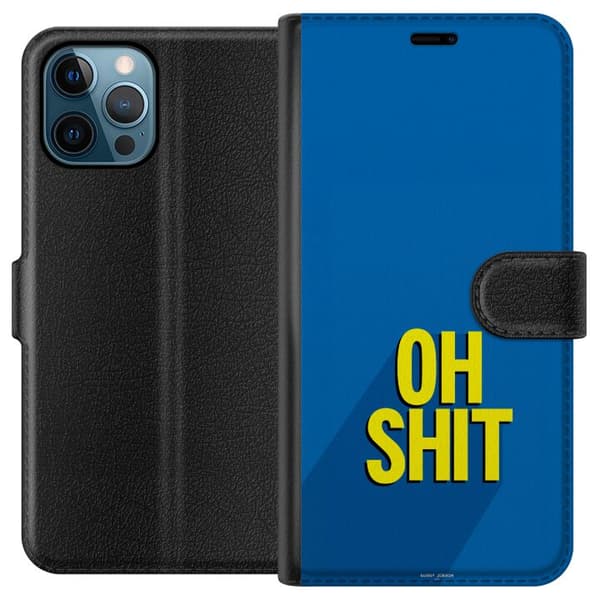 Kompatibelt Lommeboketui til Apple iPhone 12 Pro Max Oh Shit text blå