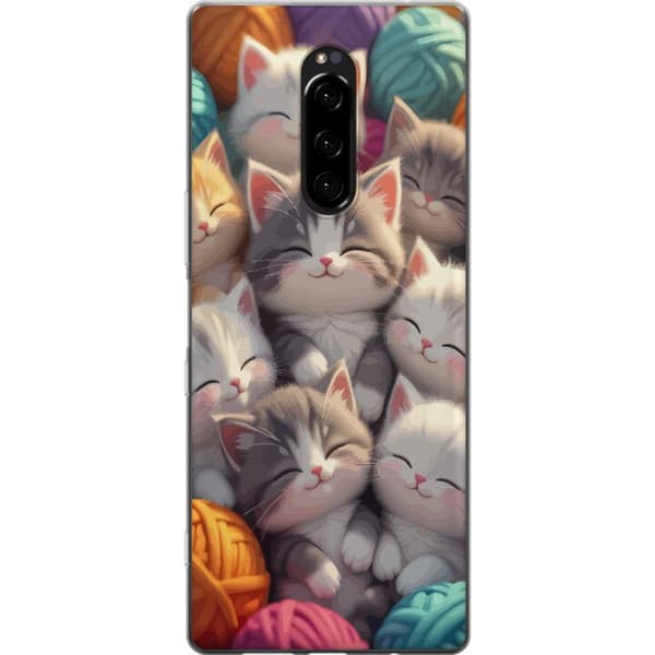Kompatibelt Mobildeksel til Sony Xperia 1 Sovande kattungar beige