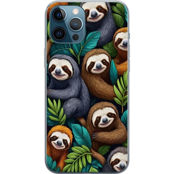 Apple iPhone 12 Pro Max Gennemsigtig cover Sengångarstil - afslappet motiv med sød dovendyr