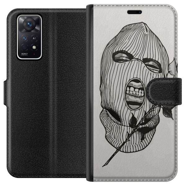 Xiaomi Redmi Note 11 Pro 5G Tegnebogsetui Ski Maske Ros Streetwear Design Grafisk Motiv Spænding Urban Stil Gadekunst Maskerade Symbol