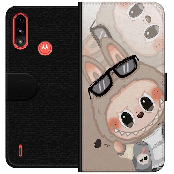 Motorola Moto E7 Power Tegnebogsetui Labubu Rainbow Chaos