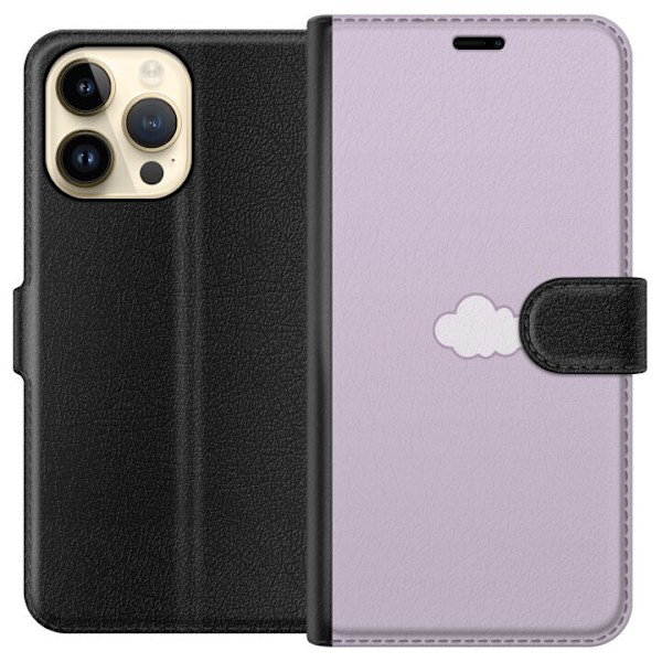 Apple iPhone 14 Pro Max Plånboksfodral Lila Moln – minimalistiskt moln på lila bakgrund