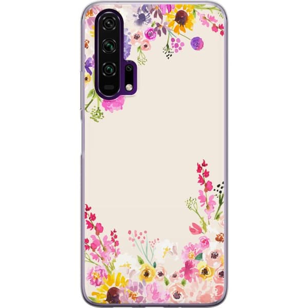 Kompatibelt Mobildeksel til Honor 20 Pro Blommig akvarellram