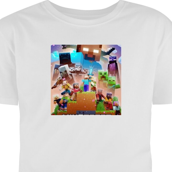 Barn-T-shirt | Bekväm T-shirt för Barn Minecraft vit 12-13 År