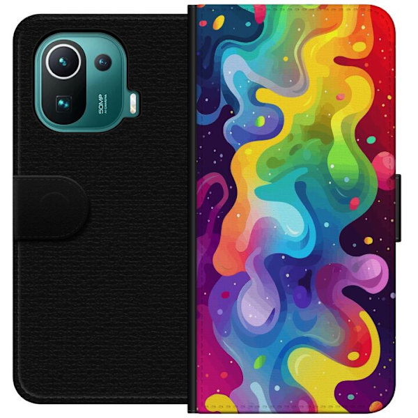 Xiaomi Mi 11 Pro Plånboksfodral Color Splash Abstrakt Konst Design Färgstarkt Mönster Modern Populär Väggkonst Grafiskt Trend