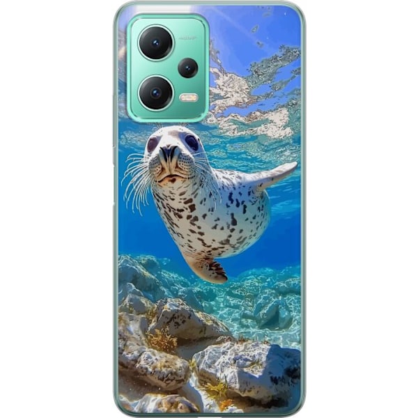 Xiaomi Redmi Note 12 Genomskinligt Skal Säl Hav Simmande Djurmotiv Natur Vattenmotiv Blå Design Marint Tema Populärt Motiv Djurliv