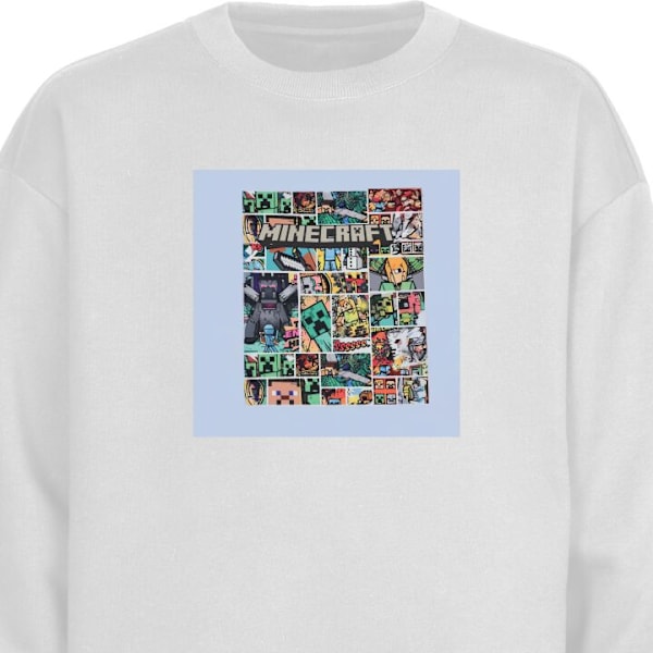 Sweatshirt for Barn | Myk og Klassisk Collegegenser Minecraft Kunst hvit one size