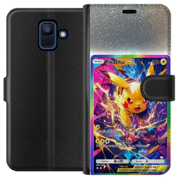 Kompatibel Tegnebogsetui til Samsung Galaxy A6 (2018) Pikachu gul