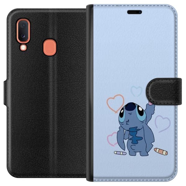 Kompatibelt Plånboksfodral till Samsung Galaxy A20e Stitch Hjärtan