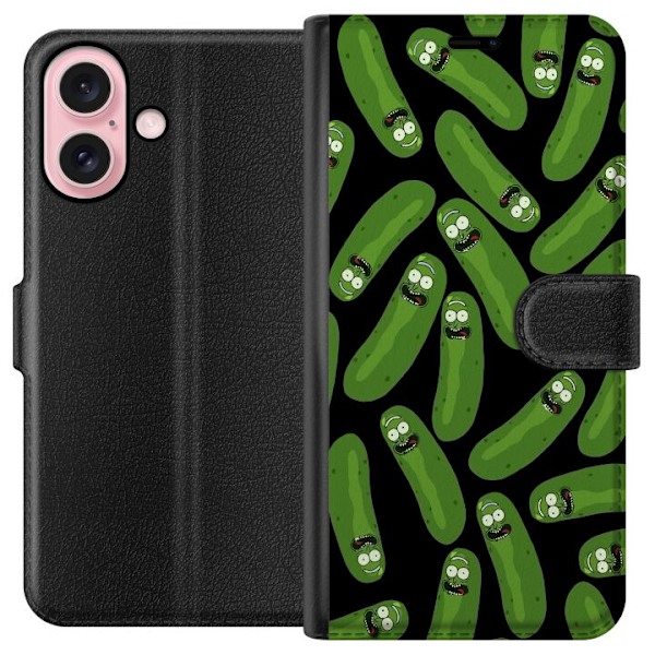 Apple iPhone 16 Lompakkokotelo Rick and Morty - Pickle Rick