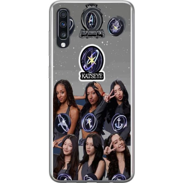 Kompatibelt Mobilskal till Samsung Galaxy A70 KATSEYE symbolporträtt grå