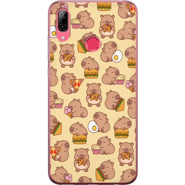 Huawei Y7 (2019) Gennemsigtig cover Kawaii capybara mobilcover med flere søde figurer