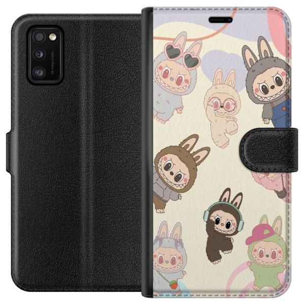Samsung Galaxy A41 Plånboksfodral Labubu Pop Mart Kollektion Motiv Figur Samling Design Populärt Art Toy Pop Mart Kreativ Grafiskt