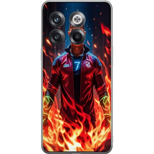 OnePlus 10T Läpinäkyvä kuori Ronaldo Inferno - jalkapallolegenda liekeissä