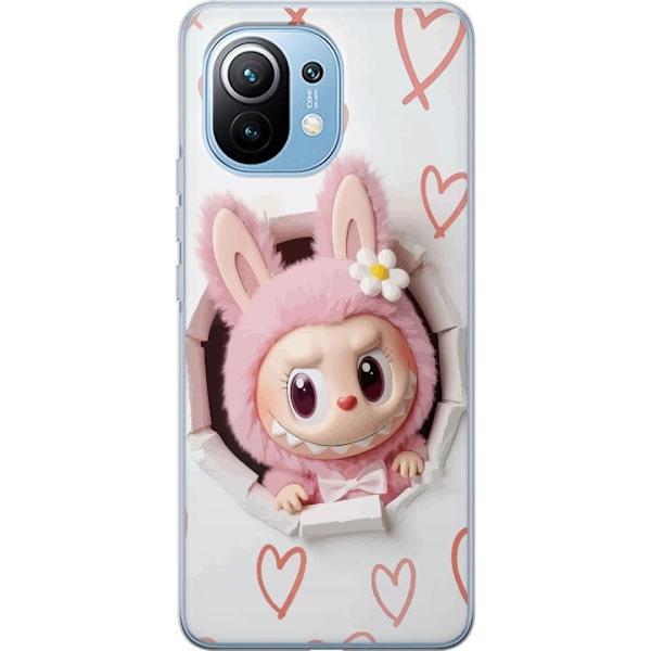 Xiaomi Mi 11 Läpinäkyvä kuori Labubu Sydän Taustakuva Pop Mart Rakkausteema Hahmodesign Suosittu Motiivi Keräilytaideteossarja