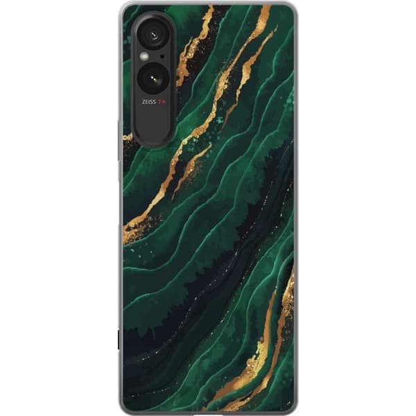 Kompatibelt Mobildeksel til Sony Xperia 10 VI Marmor Gull Grønn