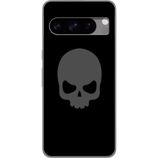 Kompatibel Mobilcover til Google Pixel 8 Pro Enkel dødningehoved i grå tone mod sort baggrund, elegant og moderne design
