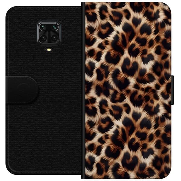 Kompatibel Tegnebogsetui til Xiaomi Redmi Note 9 Pro Nær billede af leopardmønster med bløde pelsdetaljer i brune og sorte nuancer