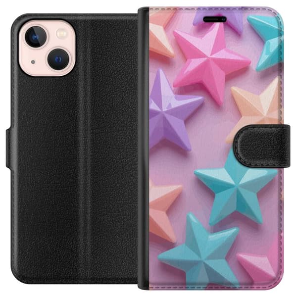 Kompatibelt Lommeboketui til Apple iPhone 13 mini Pastellfargede stjerner i mykt design