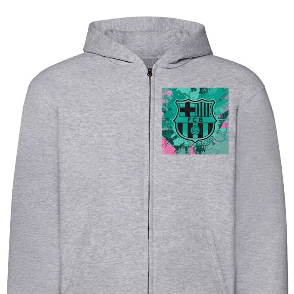 Zip-Hoodie | Huvtröja med Dragkedja för Vuxna FCB grå XXL